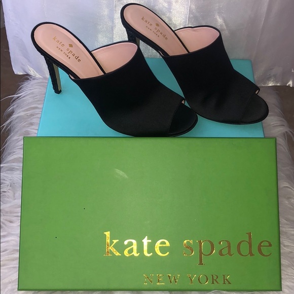 kate spade Shoes - KateSpade Ilisandra Satin Glitter Open Black Heels